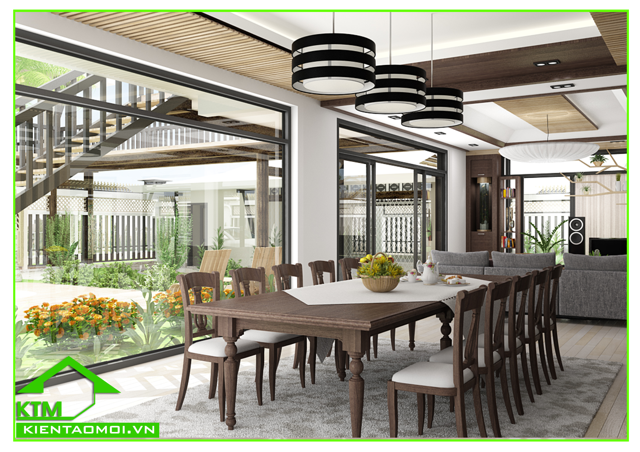 Thiết kế nội thất phòng ăn biệt thự vườn anh Tuấn Kiệt Tây Ninh