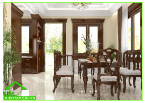 Nội thất phòng ăn biệt thự cổ điển anh Tùng