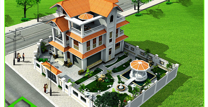 MẪU THIẾT KẾ BIỆT THỰ, SÂN VƯỜN HIỆN ĐẠI TẠI KTM BẢO LỘC ( MS: BTHD 1717)