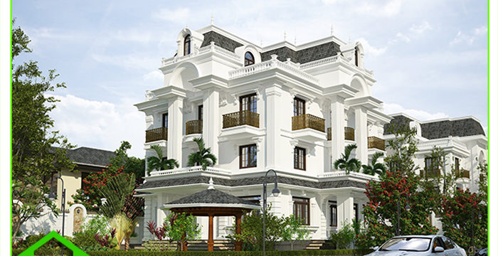 THIẾT KẾ BIỆT THỰ CỔ ĐIỂN KIỂU PHÁP SANG TRỌNG CHI THẢO TẠI KIẾN TẠO MỚI BẢO LỘC ( MS: BTCDP 1710)