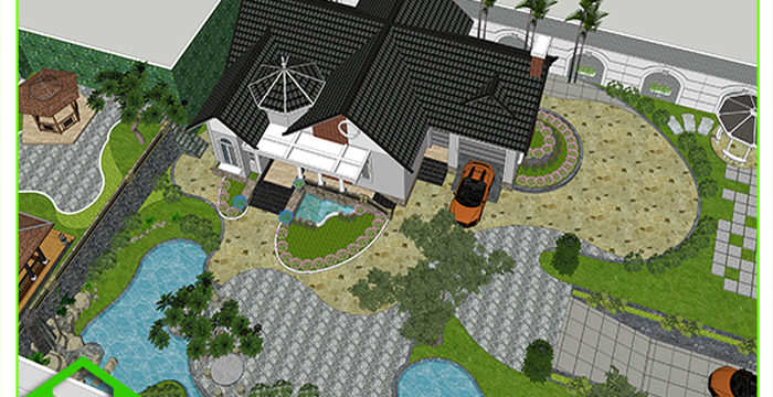 THIẾT KẾ NGOẠI THẤT BIỆT THỰ, SÂN VƯỜN ANH HÙNG TẠI CHU VĂN AN, TP. BẢO LỘC, LÂM ĐỒNG ( MS: BTV 1723)