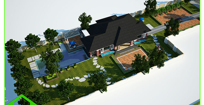 THIẾT KẾ BIỆT THỰ VƯỜN CÓ HỒ BƠI ANH THANH LỘC NGA-TP. BẢO LỘC-LÂM ĐỒNG ( MS: BTV 1722)