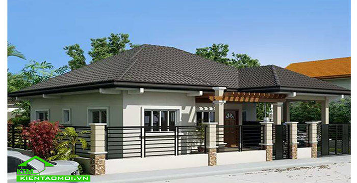 MẪU NHÀ CẤP 4 HIỆN ĐẠI KIẾN TẠO MỚI BẢO LỘC ( MS: KTM 07)